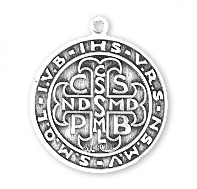 Medalla redonda de San Benito en plata de ley 