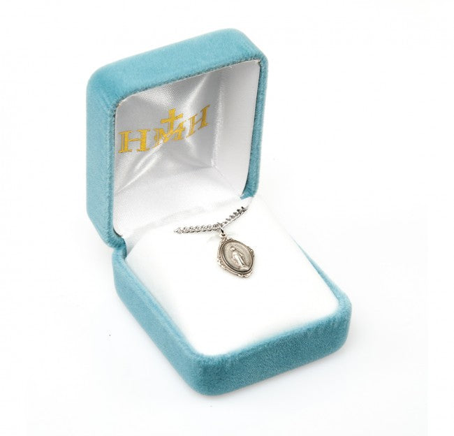 Sterling Silver Oval Fancy Edge Miraculous Medal