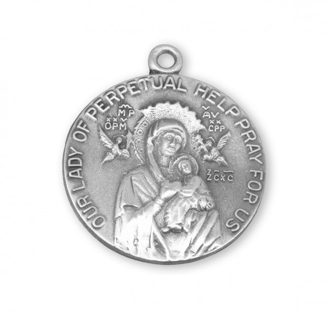 Medalla Redonda de Nuestra Señora del Perpetuo Socorro en Plata de Ley