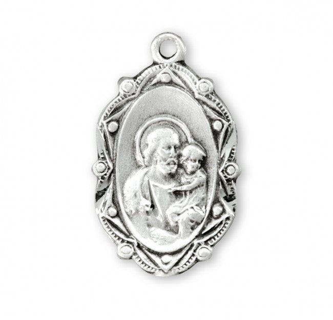 Medalla ovalada de San José en plata de ley
