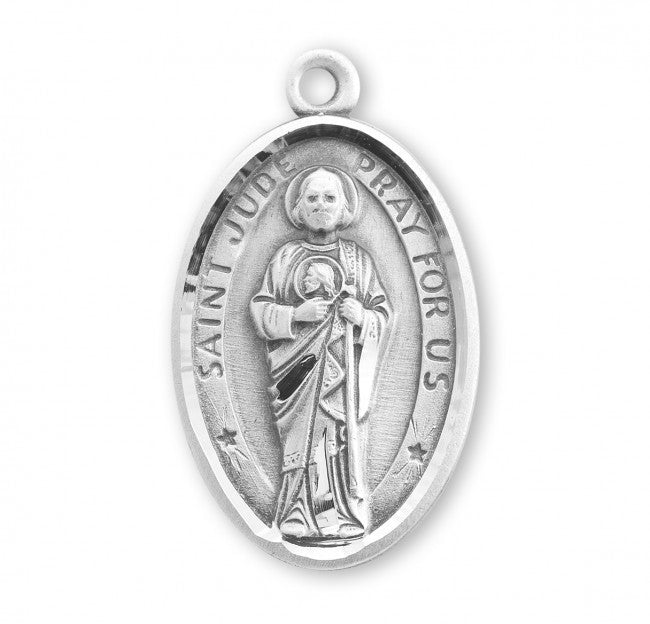 Medalla ovalada de San Judas Tadeo en plata de ley