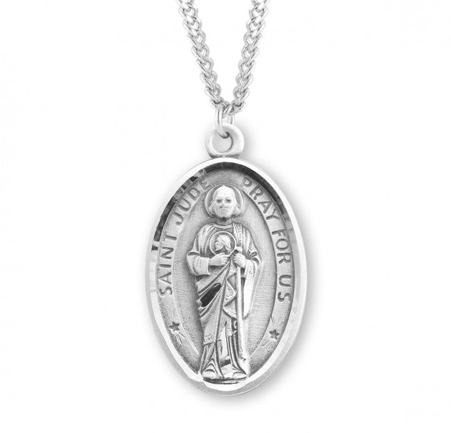 Medalla ovalada de San Judas Tadeo en plata de ley
