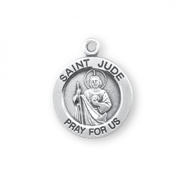 Medalla redonda de San Judas Tadeo en plata de ley