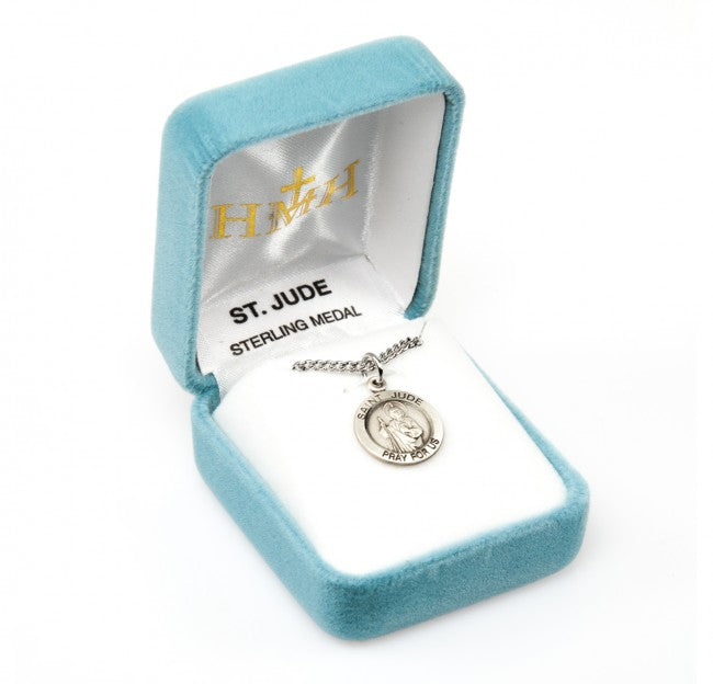 Medalla redonda de San Judas Tadeo en plata de ley