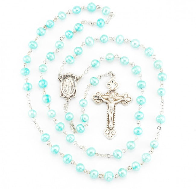 Rosario de perlas de agua dulce azules