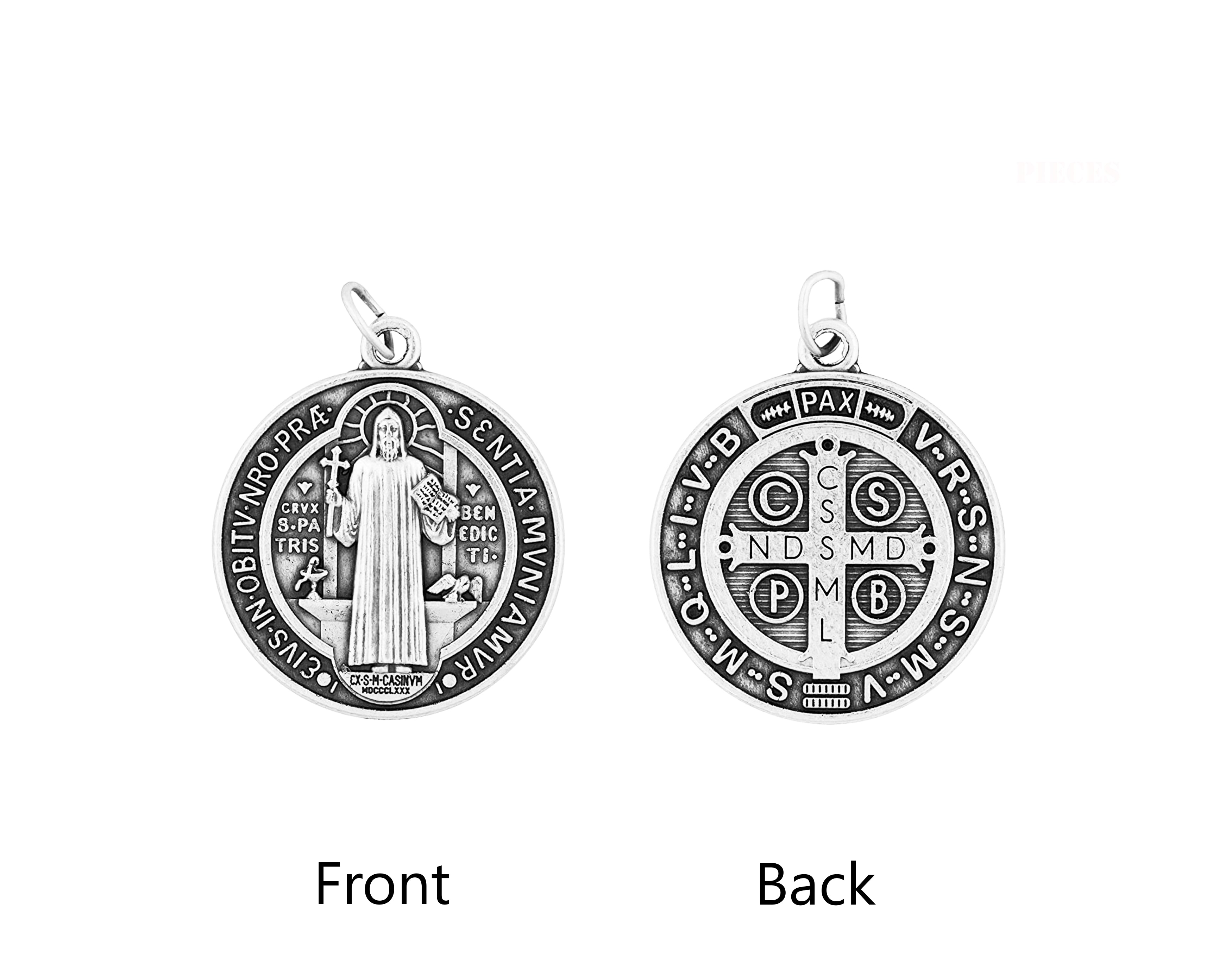 Medallas de San Benito en plata oxidada