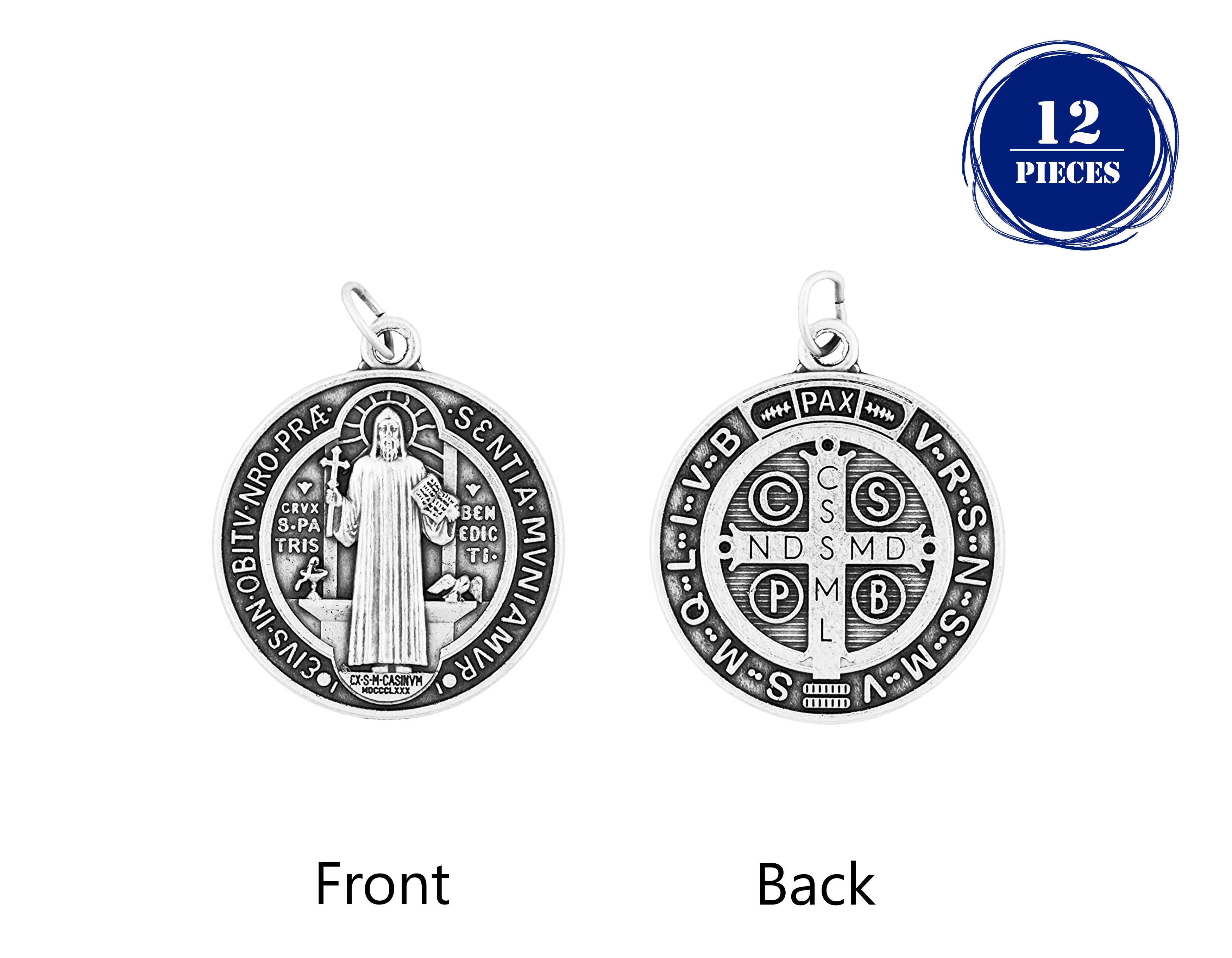 Medallas de San Benito en plata oxidada