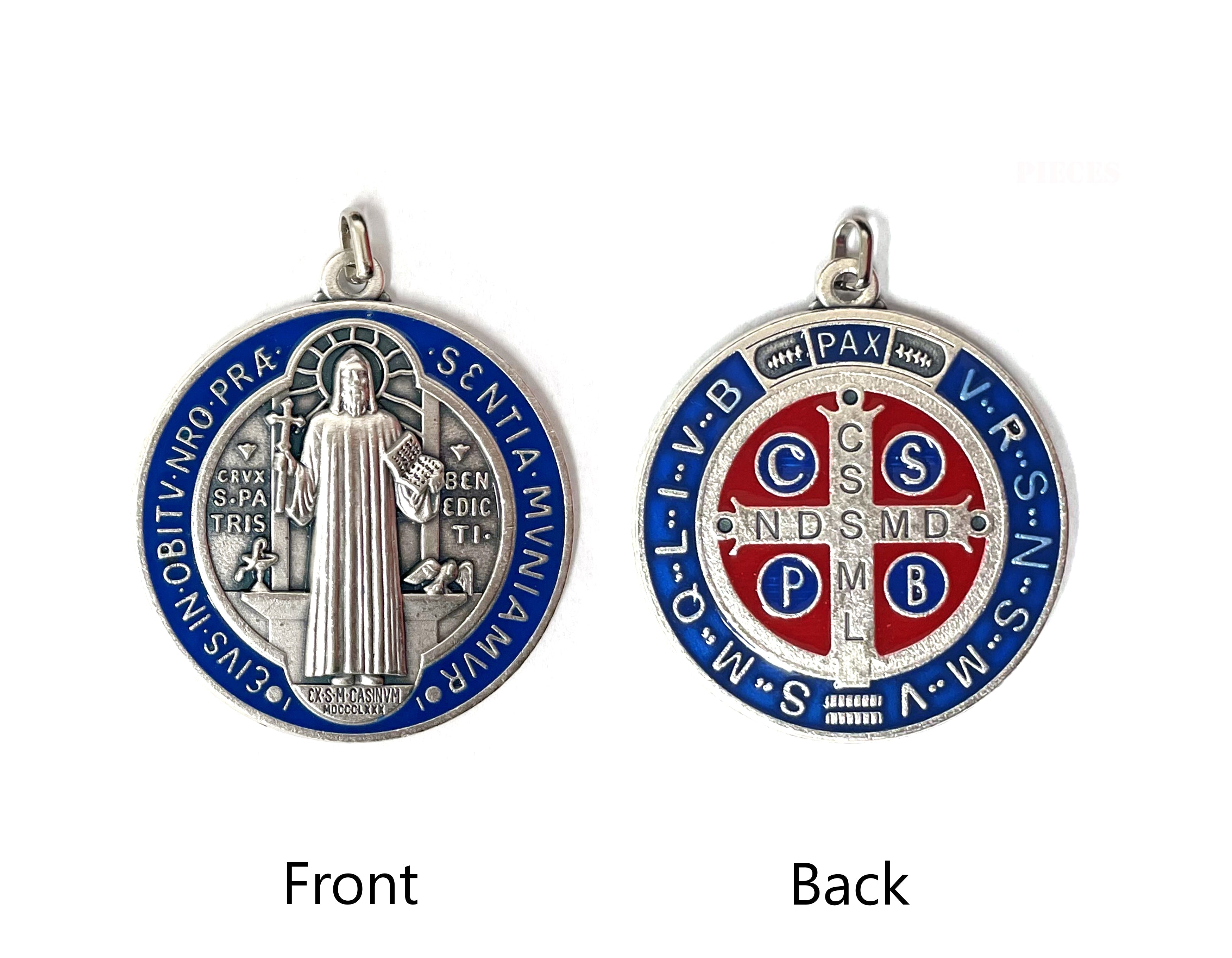 Medallas de San Benito de oro y plata de 2"