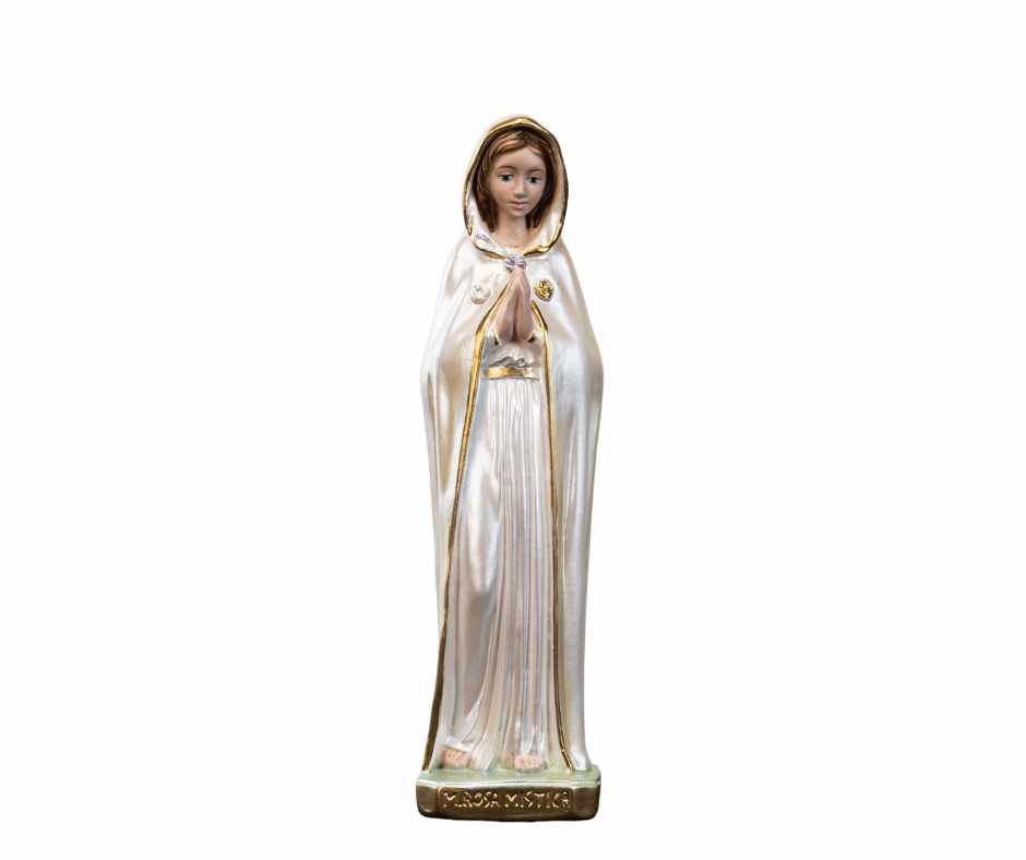 Mary Rosa Mystica de 8,5" con perla: pintada a mano en Italia: nuestra colección Toscana