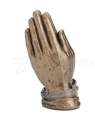 Mini estatua de bronce de Manos en oración.