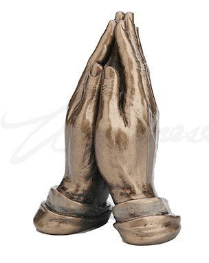 Mini estatua de bronce de Manos en oración.