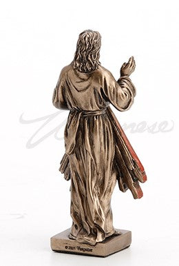 Estatua en miniatura de la Divina Misericordia en bronce y color de 3 3/8"