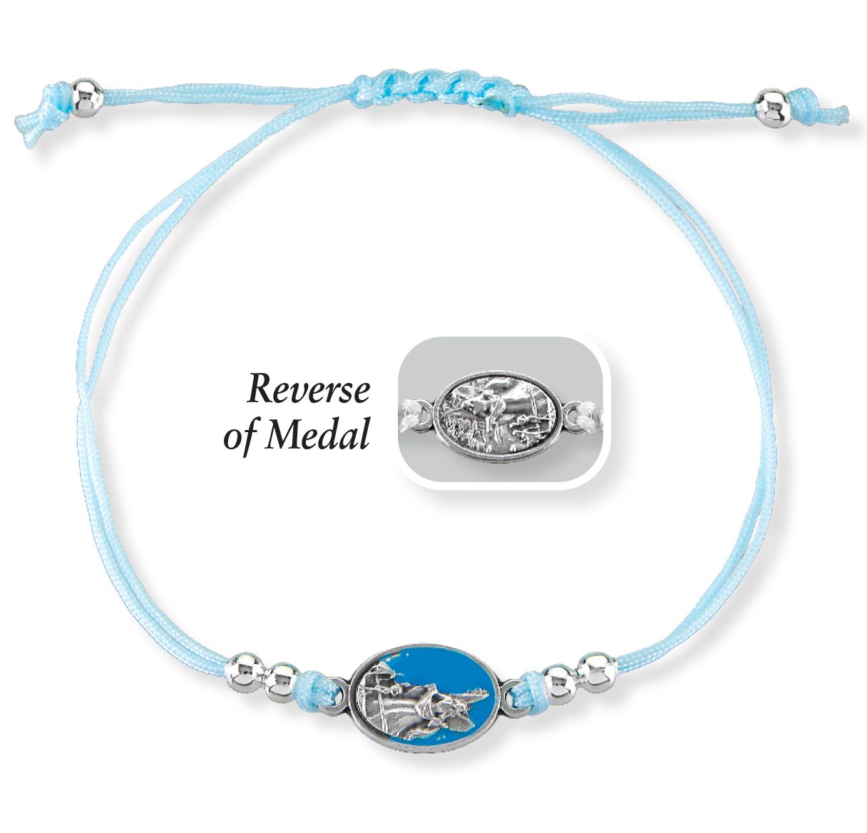 Pulsera de ángel de la guarda con medalla de ángel de la guarda epoxica con cuentas decorativas plateadas.