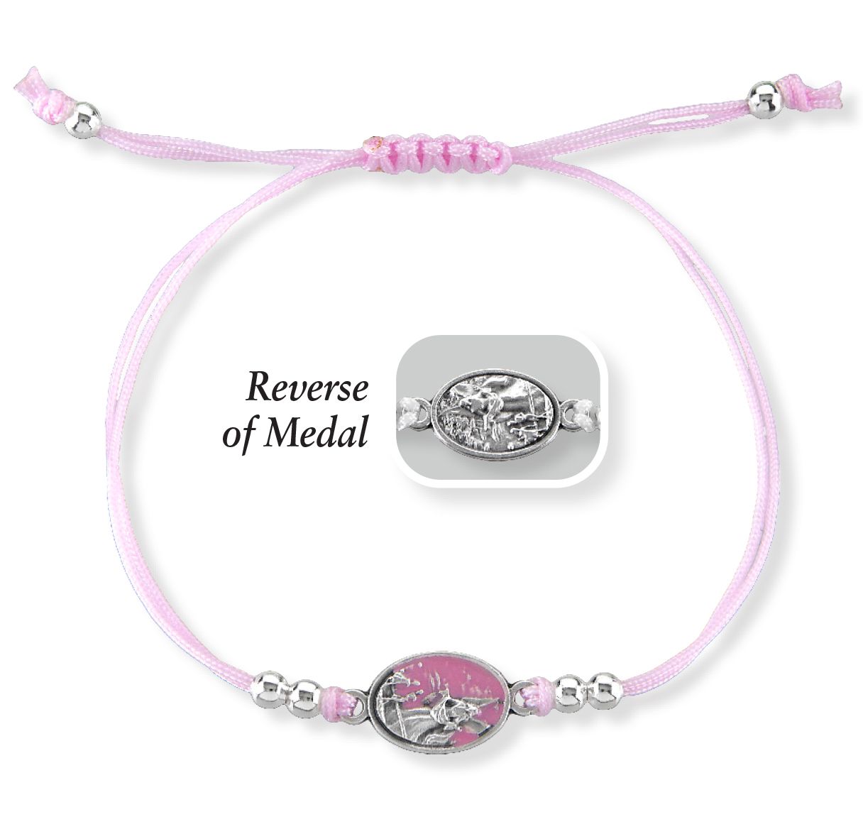Pulsera de ángel de la guarda con medalla de ángel de la guarda epoxica con cuentas decorativas plateadas.