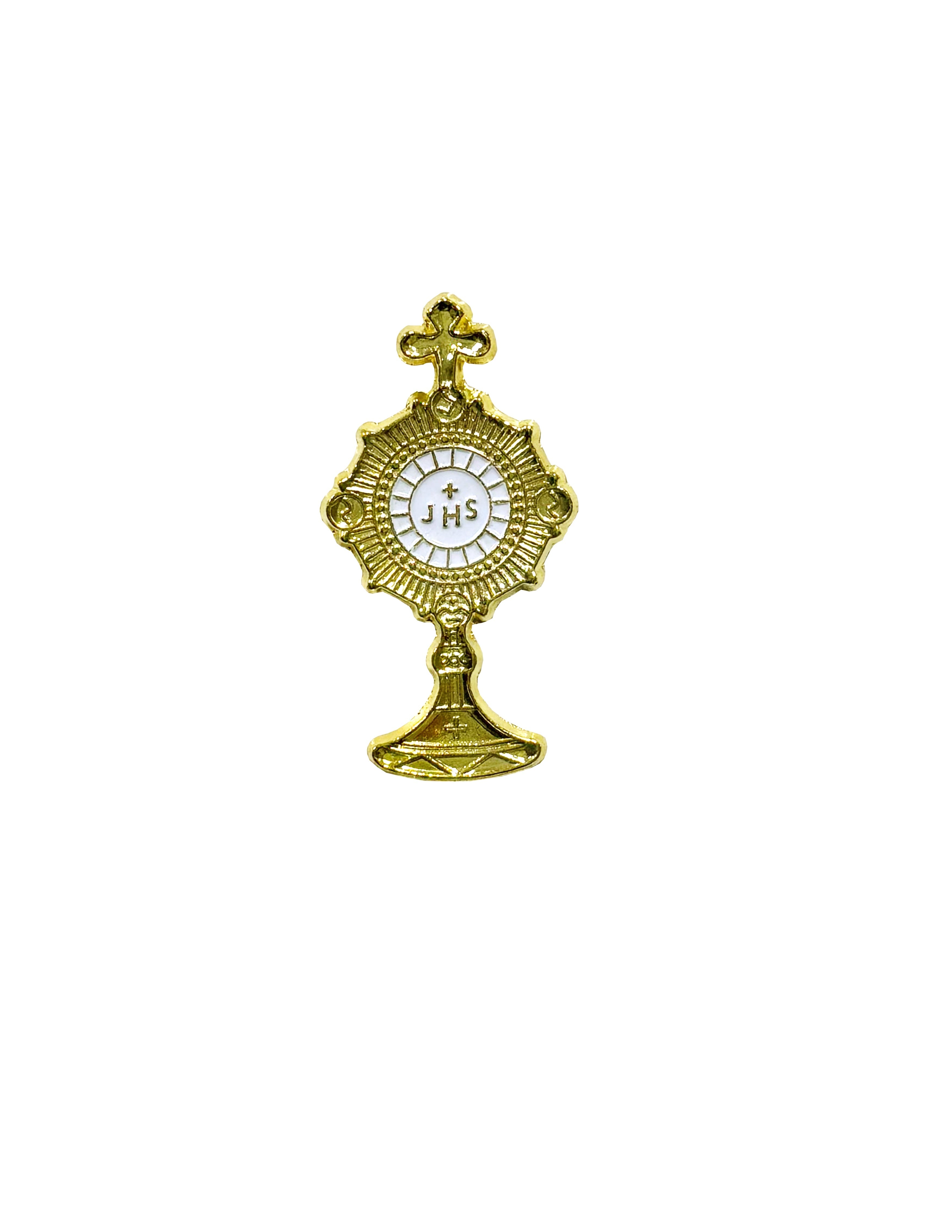 Pin de solapa de custodia esmaltado en oro y blanco