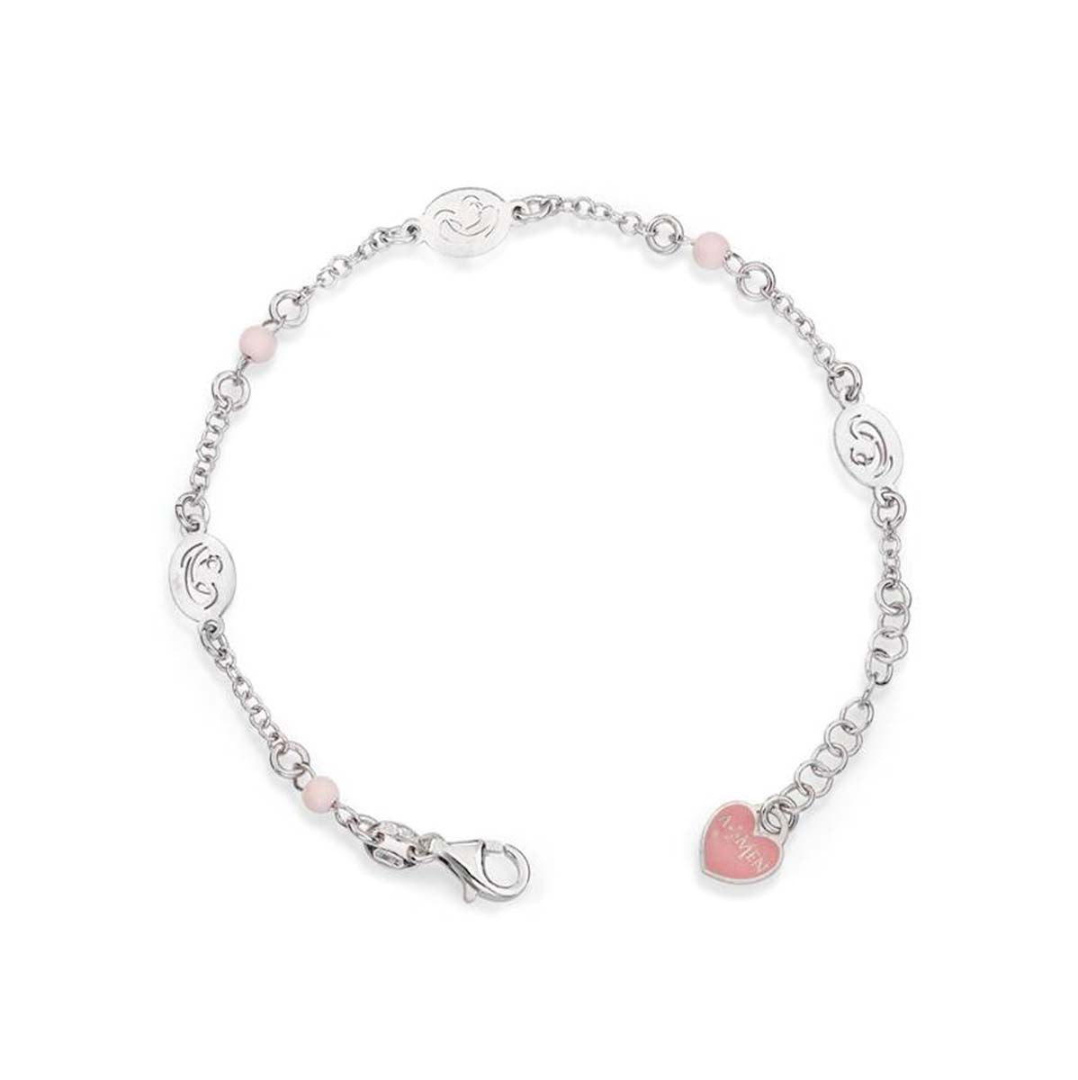 Pulsera de plata de Cristo y María