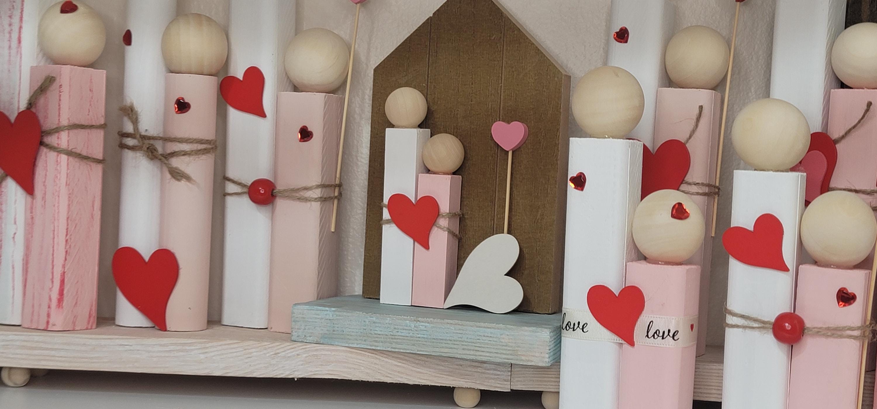 Handmade Valentine's Wooden Couple – Heart Decor, Love Gift
