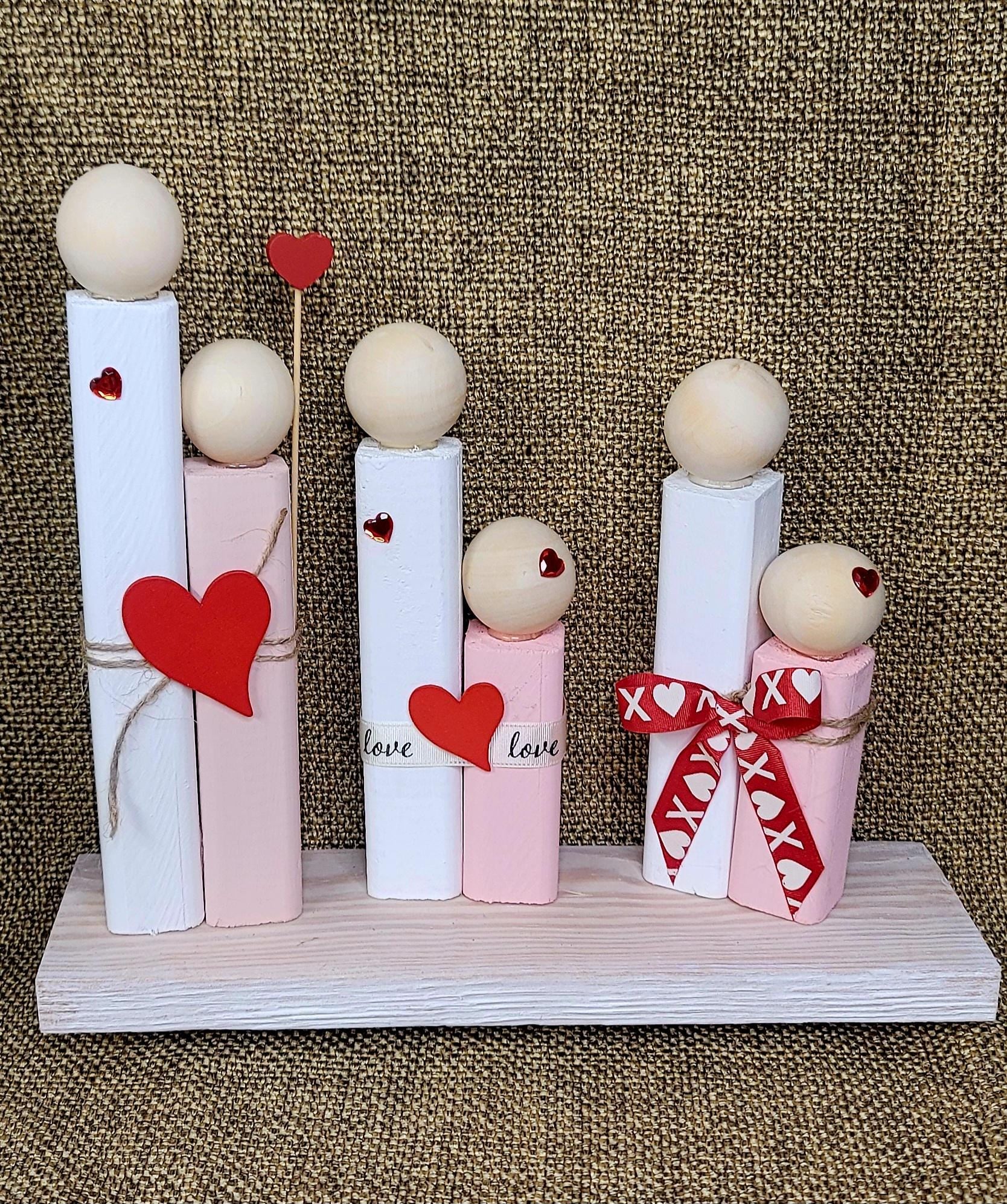 Handmade Valentine's Wooden Couple Blocks – Home Decor