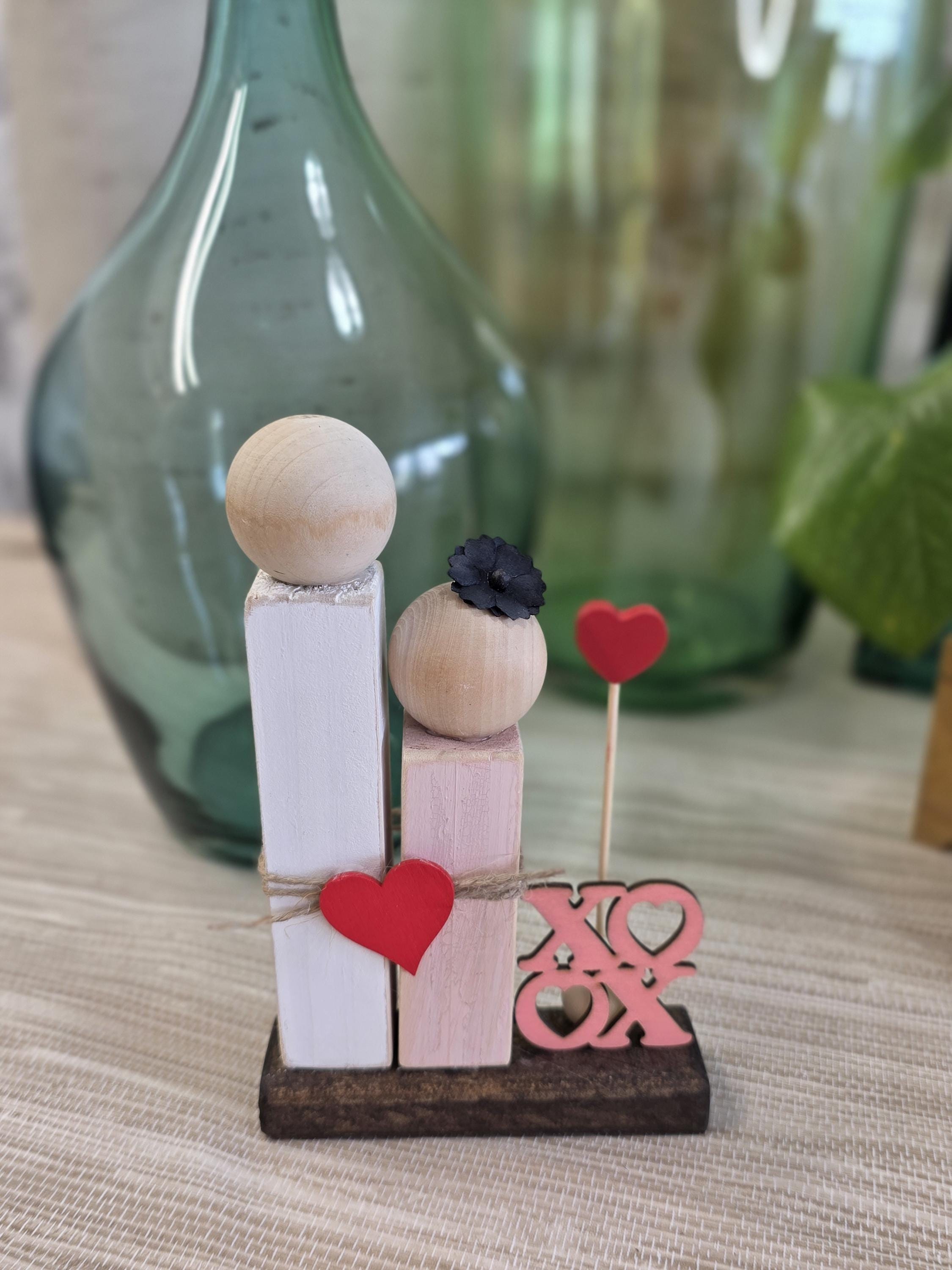 Valentine's People Wooden Blocks - Couple XOXO Ref . 003