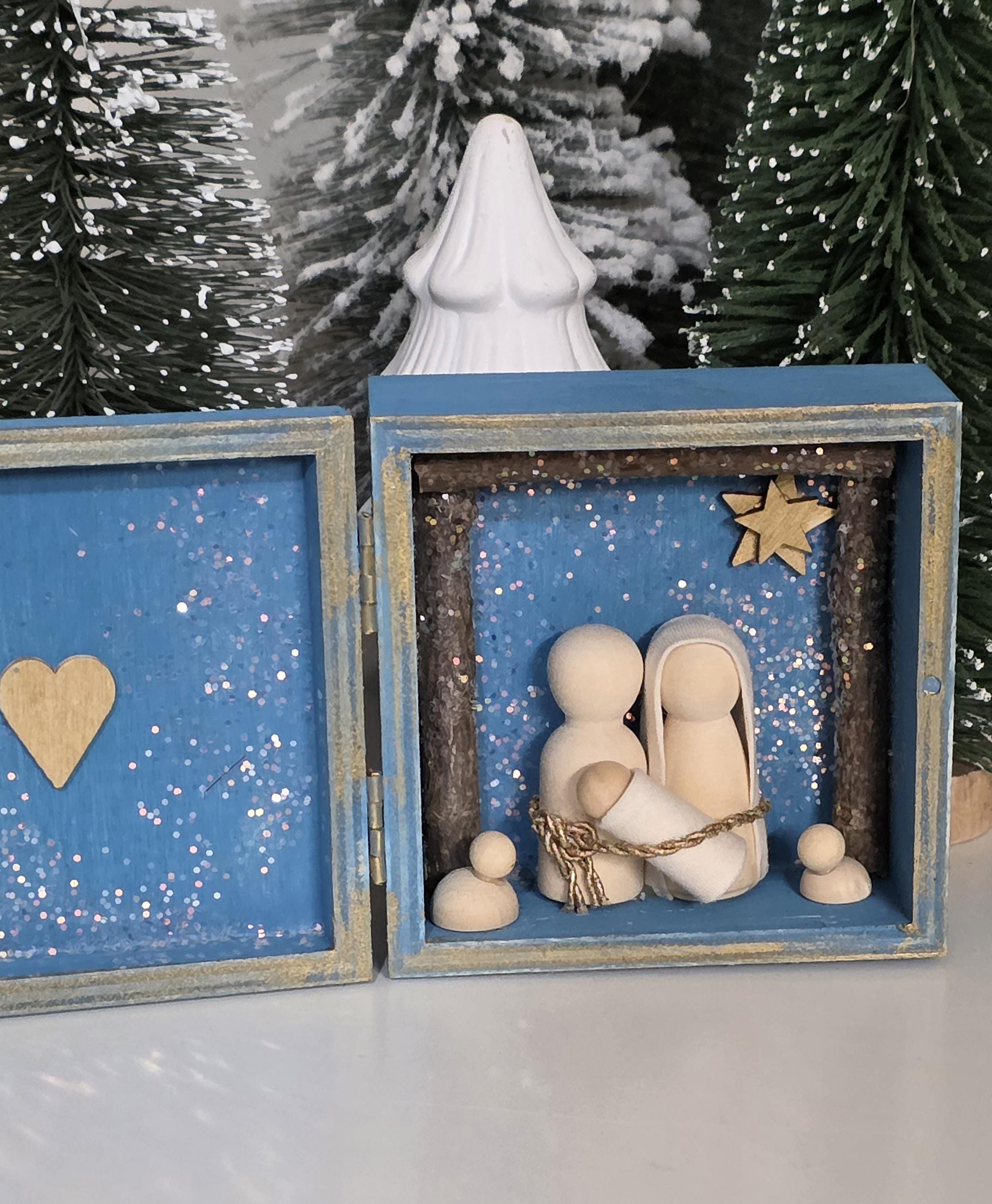 Nativity Set Square Blue Box
