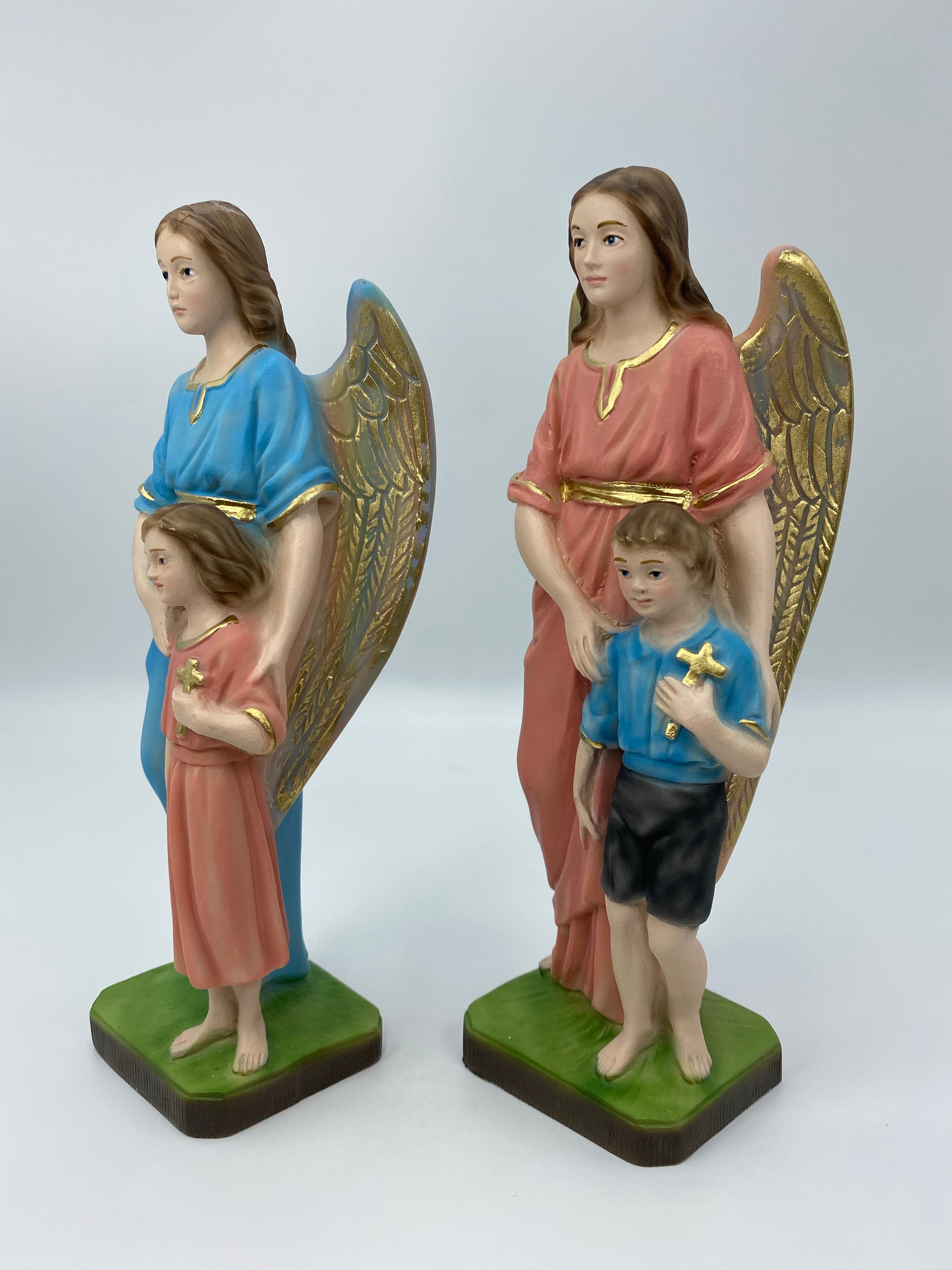 Estatua de los Ángeles Guardianes de The Faith Gift Shop - Pintada a mano en Italia - Nuestra colección de Toscana - Estatua del Angel de La Guarda