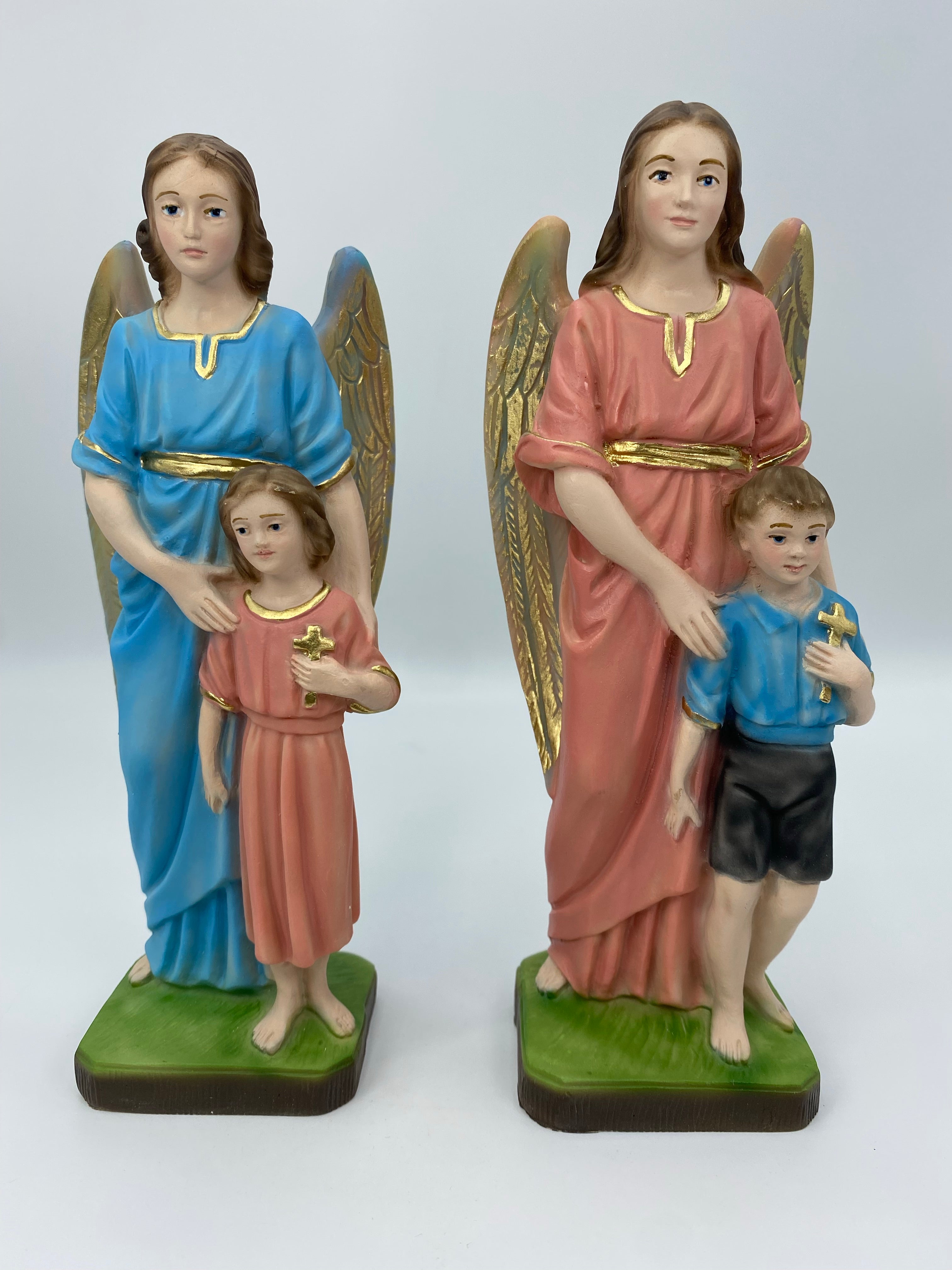 Estatua de los Ángeles Guardianes de The Faith Gift Shop - Pintada a mano en Italia - Nuestra colección de Toscana - Estatua del Angel de La Guarda