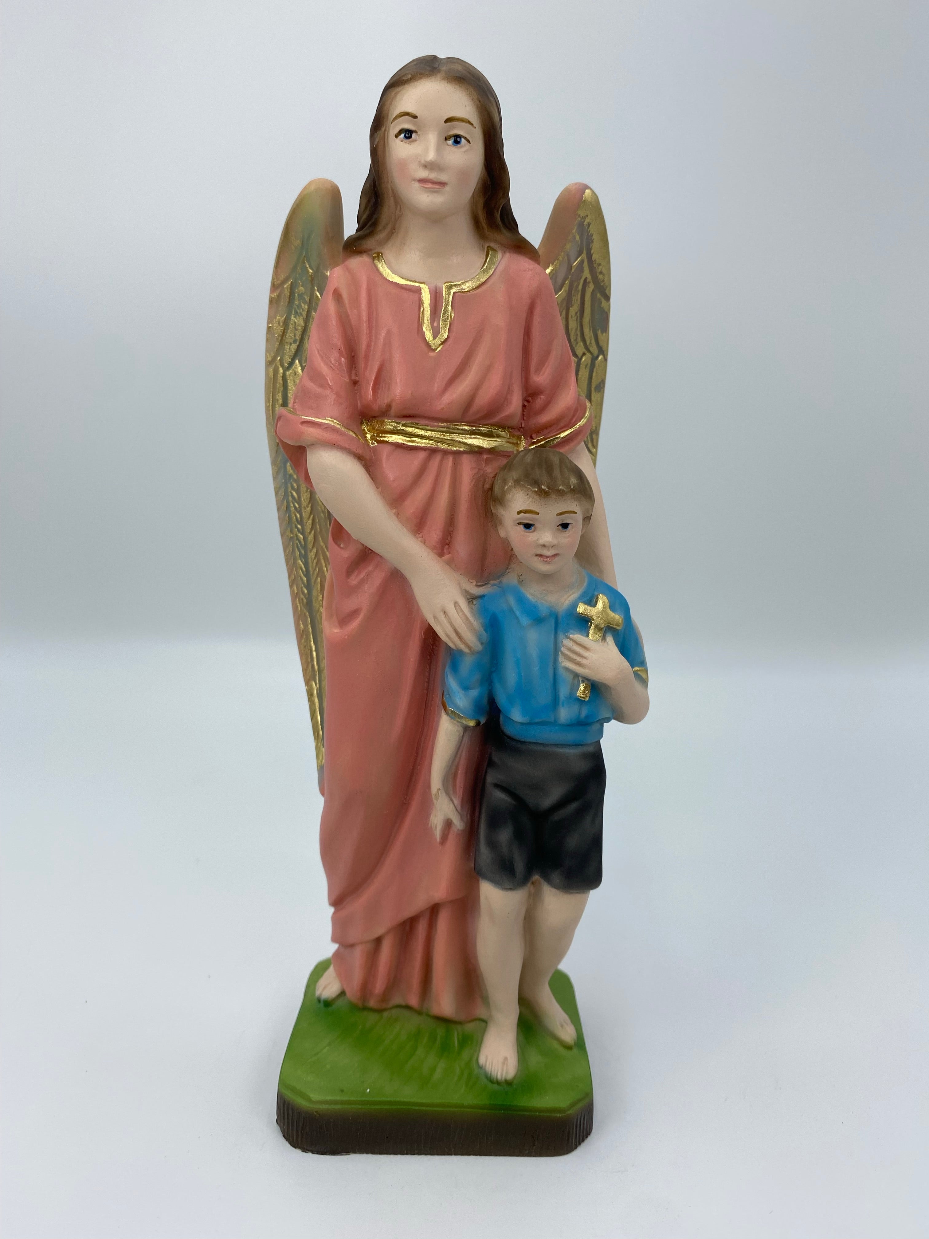 Estatua de los Ángeles Guardianes de The Faith Gift Shop - Pintada a mano en Italia - Nuestra colección de Toscana - Estatua del Angel de La Guarda