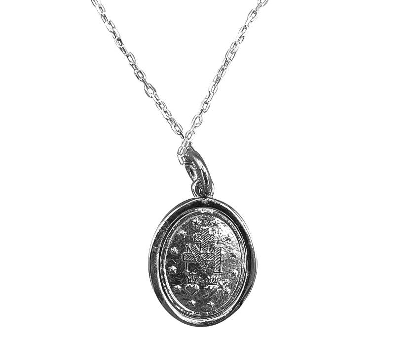 Collar de plata con medalla de María Milagrosa 