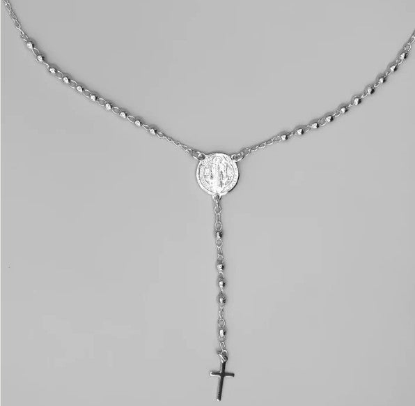 Collar rosario con medalla de San Benito