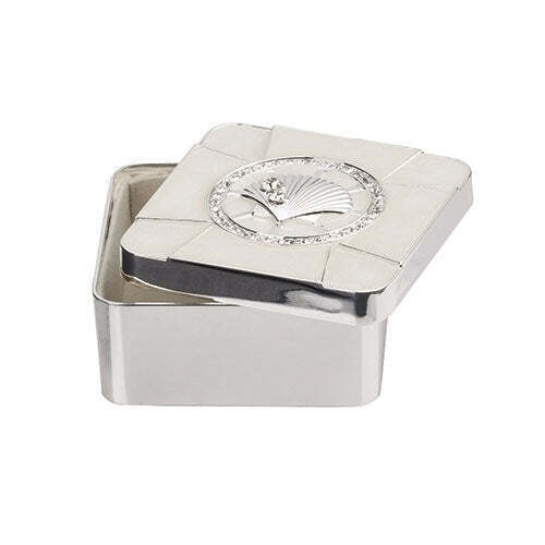Caja de recuerdo de metal con forma de concha de mar para bautizos, colección Caroline
